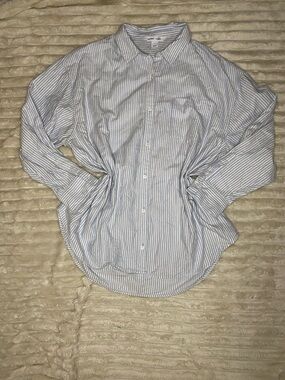 Old Navy Light Blue and White Striped Button-Down Shirt
